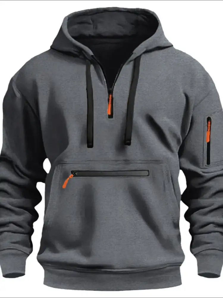 Men’s Full Drawstring Half Zip Hoodie Plus Size