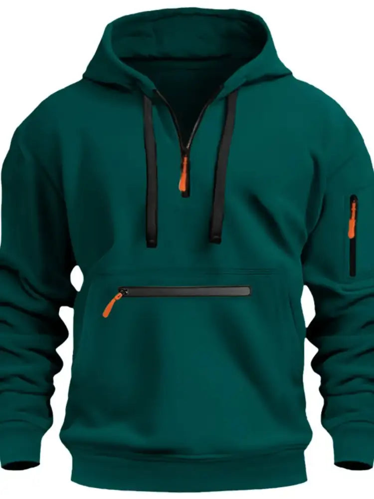 Men’s Full Drawstring Half Zip Hoodie Plus Size