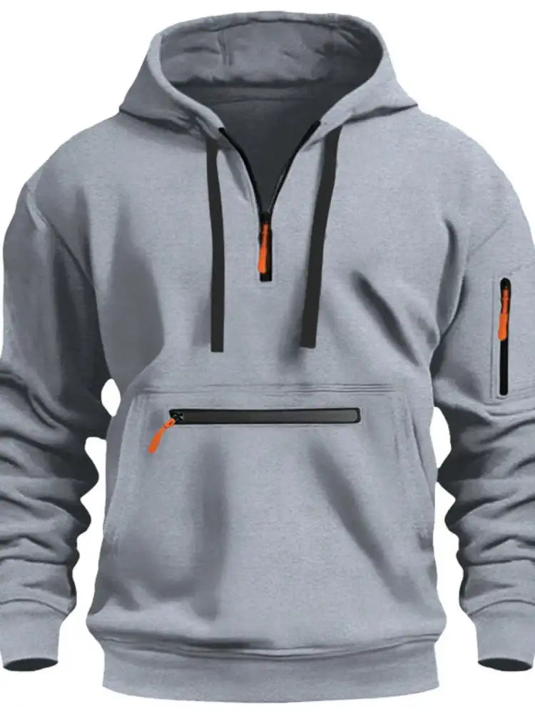 Men’s Full Drawstring Half Zip Hoodie Plus Size