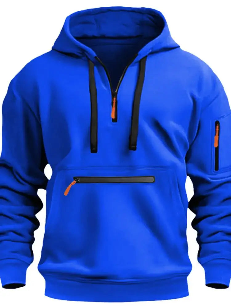 Men’s Full Drawstring Half Zip Hoodie Plus Size