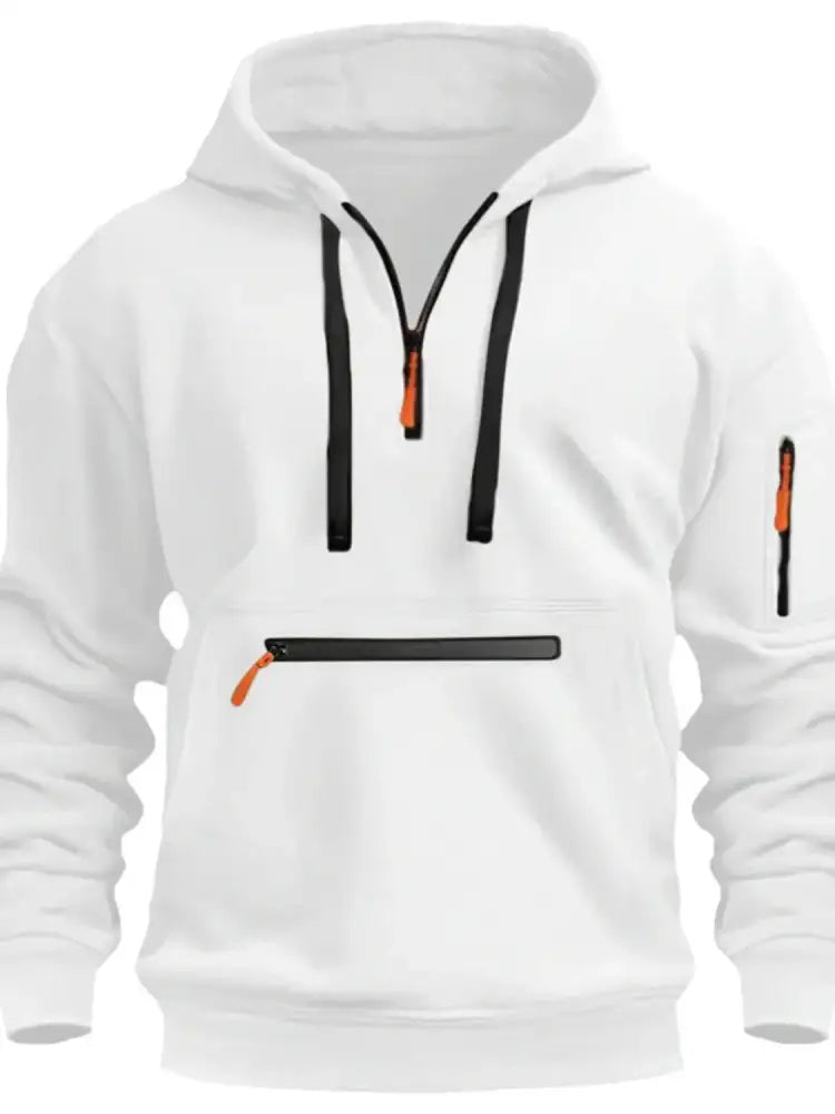 Men’s Full Drawstring Half Zip Hoodie Plus Size