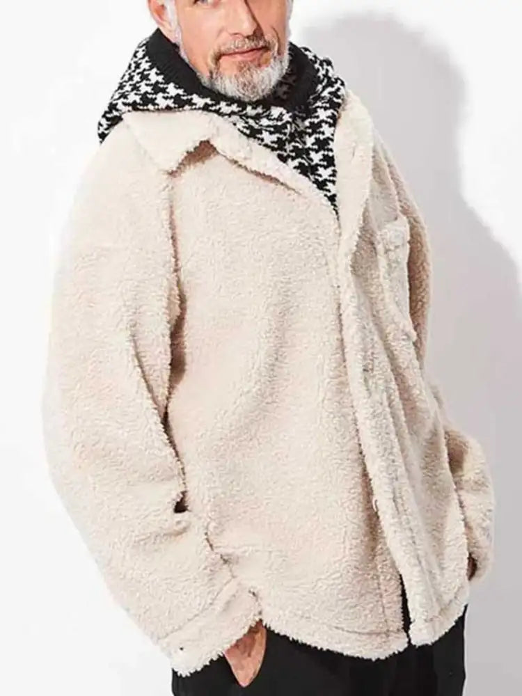 Men’s Full Size Button Up Drop Shoulder Sherpa Jacket Plus