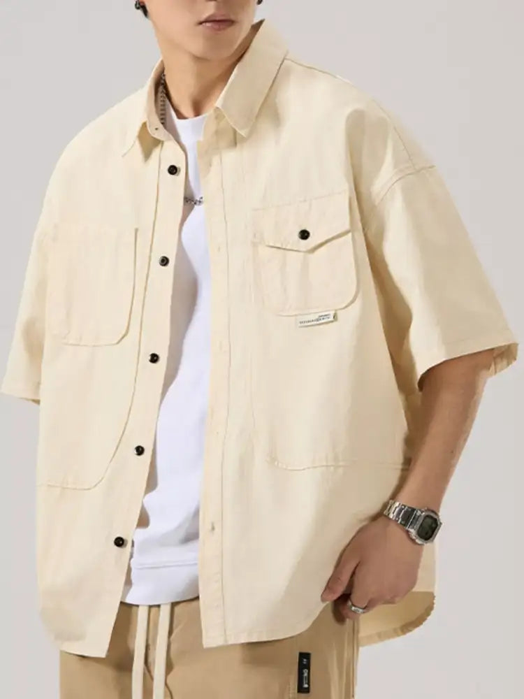 Men’s Full Size Button Up Half Sleeve Shirt Plus Size