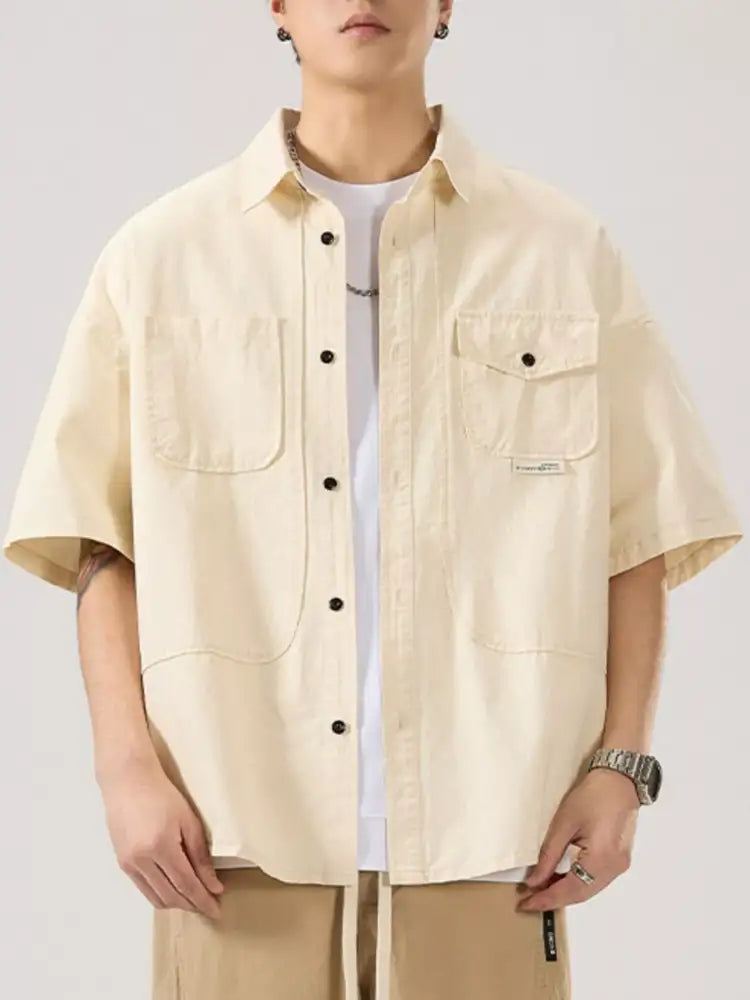 Men’s Full Size Button Up Half Sleeve Shirt Plus Size