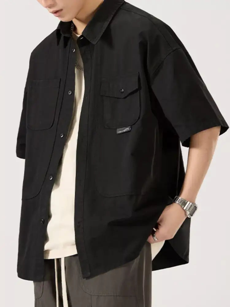 Men’s Full Size Button Up Half Sleeve Shirt Plus Size