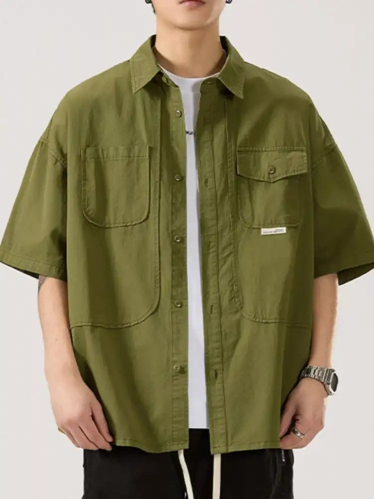 Men’s Full Size Button Up Half Sleeve Shirt Plus Size