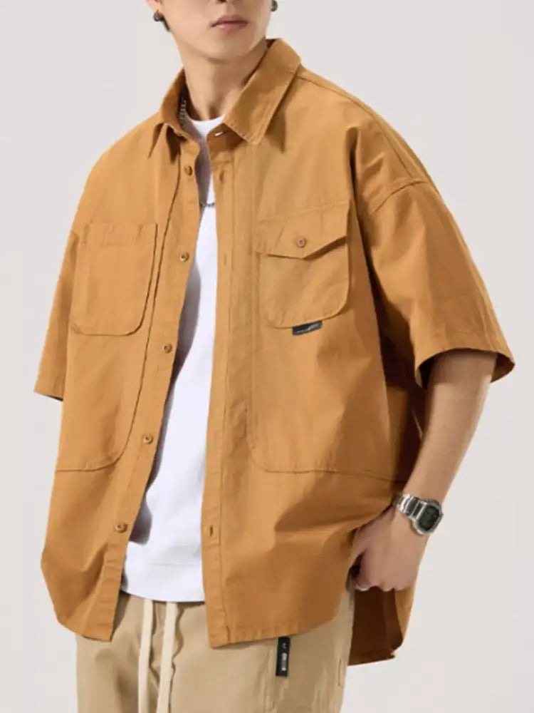 Men’s Full Size Button Up Half Sleeve Shirt Plus Size