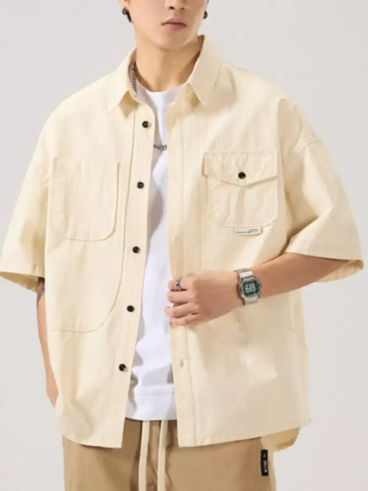 Men’s Full Size Button Up Half Sleeve Shirt Plus Size