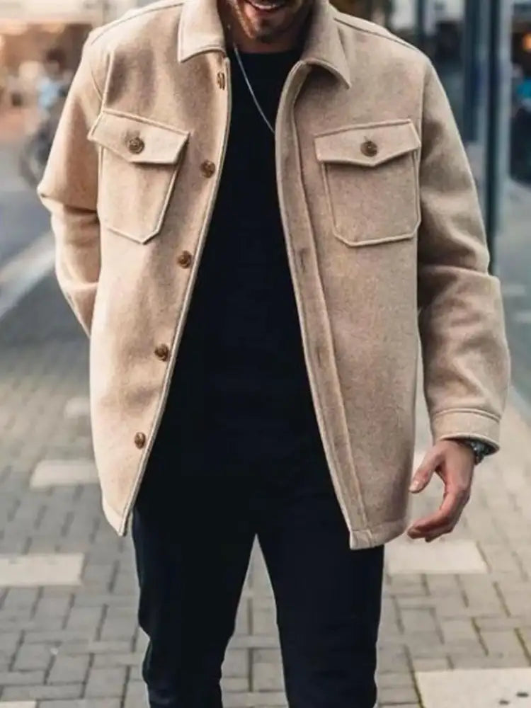 Men’s Full Size Button Up Long Sleeve Jacket Plus