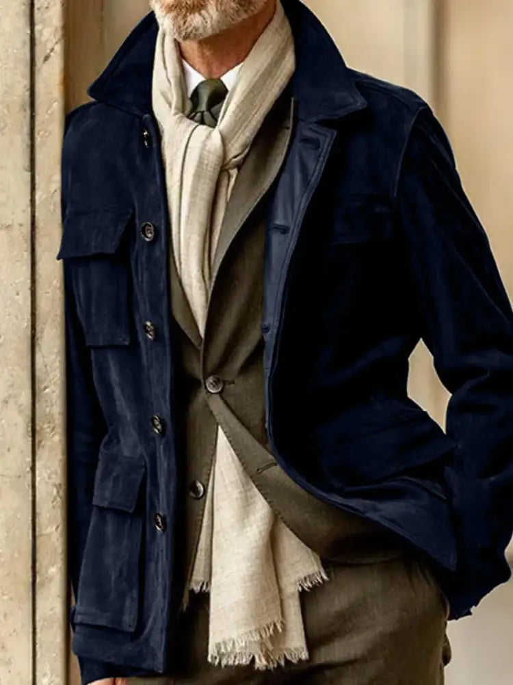 Men’s Full Size Button Up Long Sleeve Jacket Plus