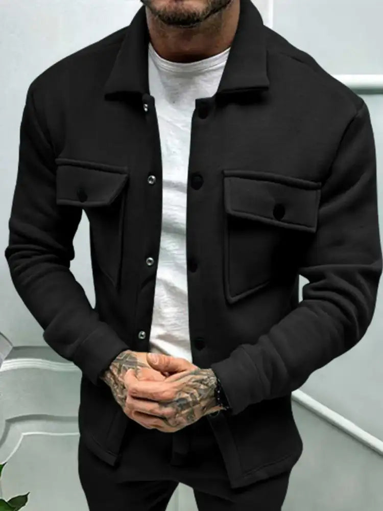 Men’s Full Size Button Up Long Sleeve Jacket Plus