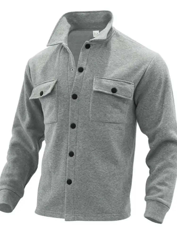 Men’s Full Size Button Up Long Sleeve Jacket Plus