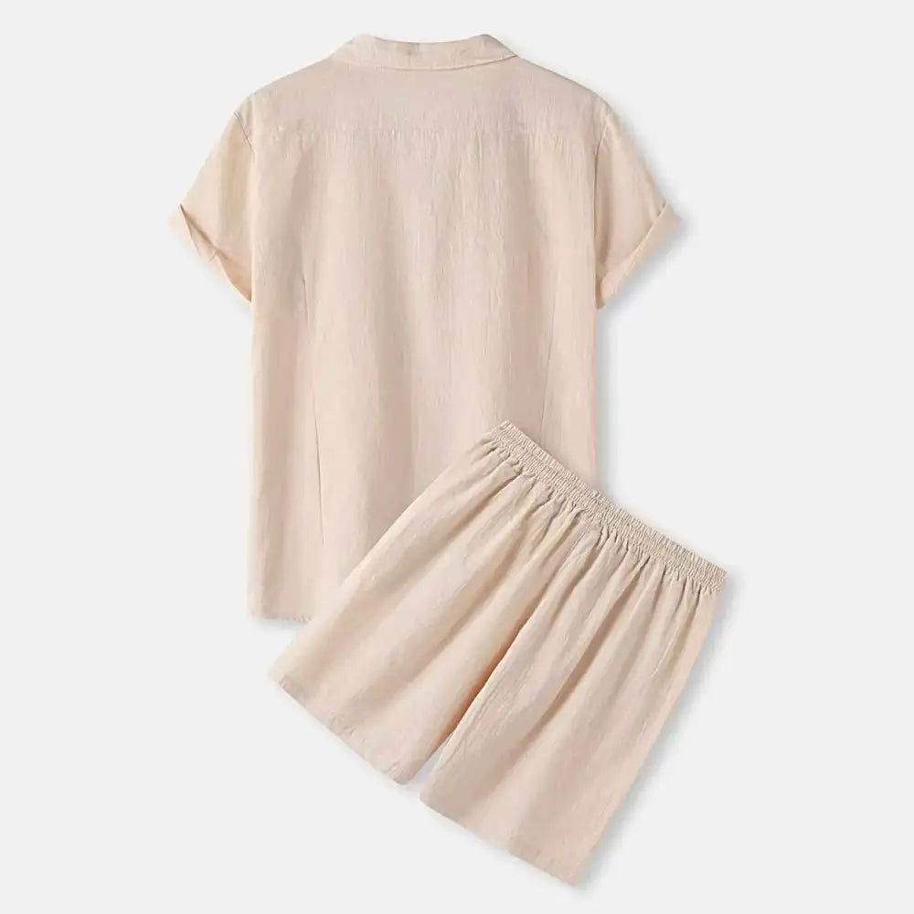 Men’s Full Size Button Up Shirt and Shorts Set Plus