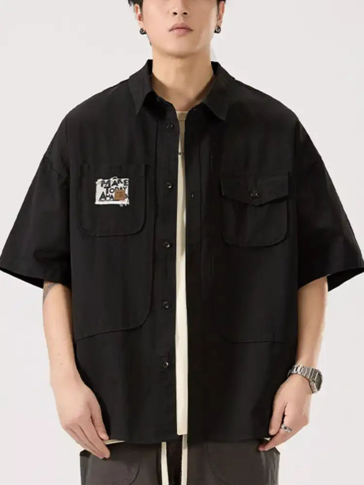 Men’s Full Size Button Up Short Sleeve Shirt Plus Size