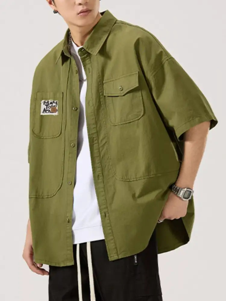 Men’s Full Size Button Up Short Sleeve Shirt Plus Size