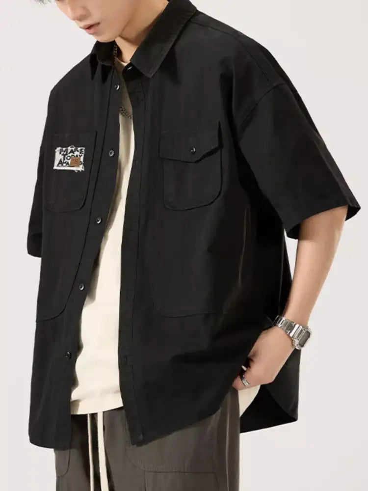 Men’s Full Size Button Up Short Sleeve Shirt Plus Size