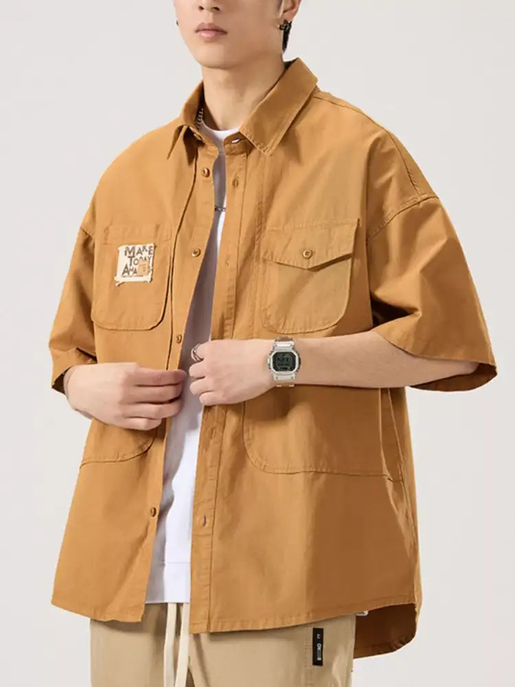 Men’s Full Size Button Up Short Sleeve Shirt Plus Size