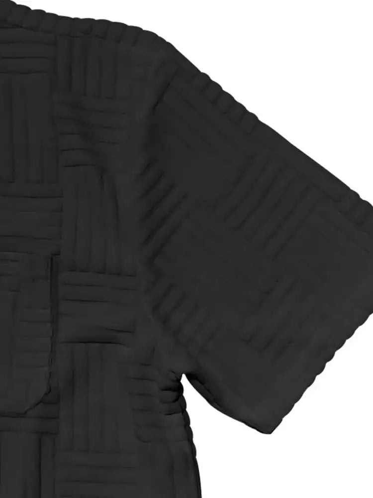 Men’s Full Size Button Up Short Sleeve Top and Shorts Set Plus