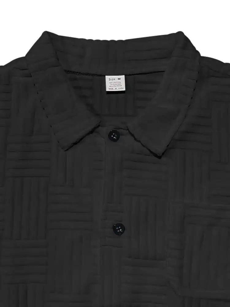 Men’s Full Size Button Up Short Sleeve Top and Shorts Set Plus