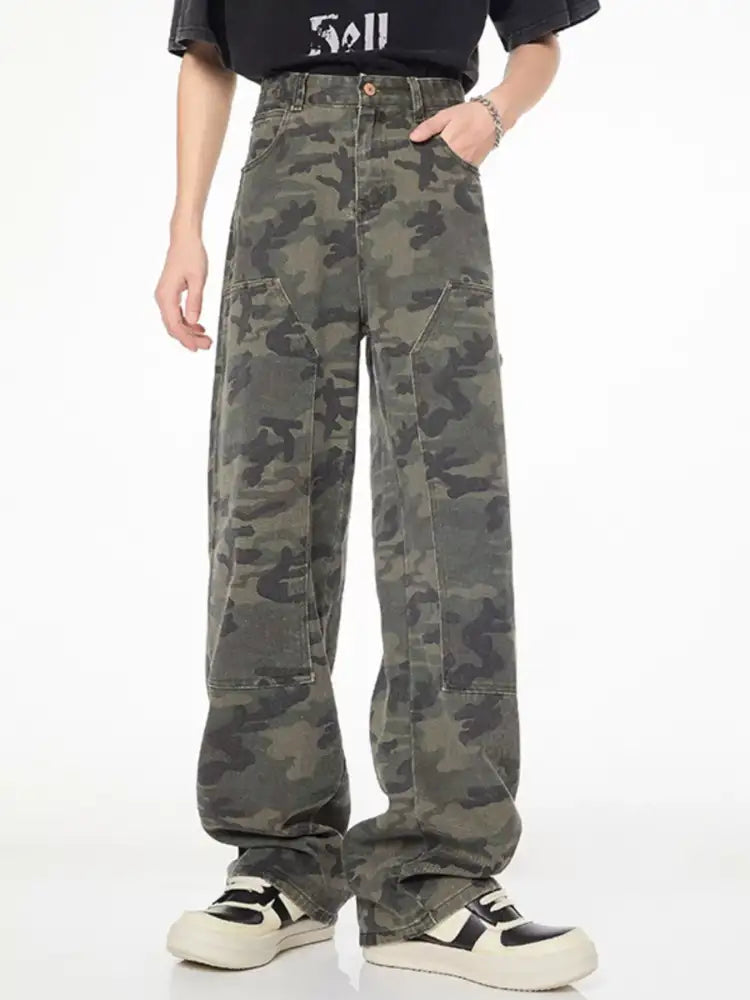 Men’s Full Size Camo Print Relaxed Fit Jeans Plus