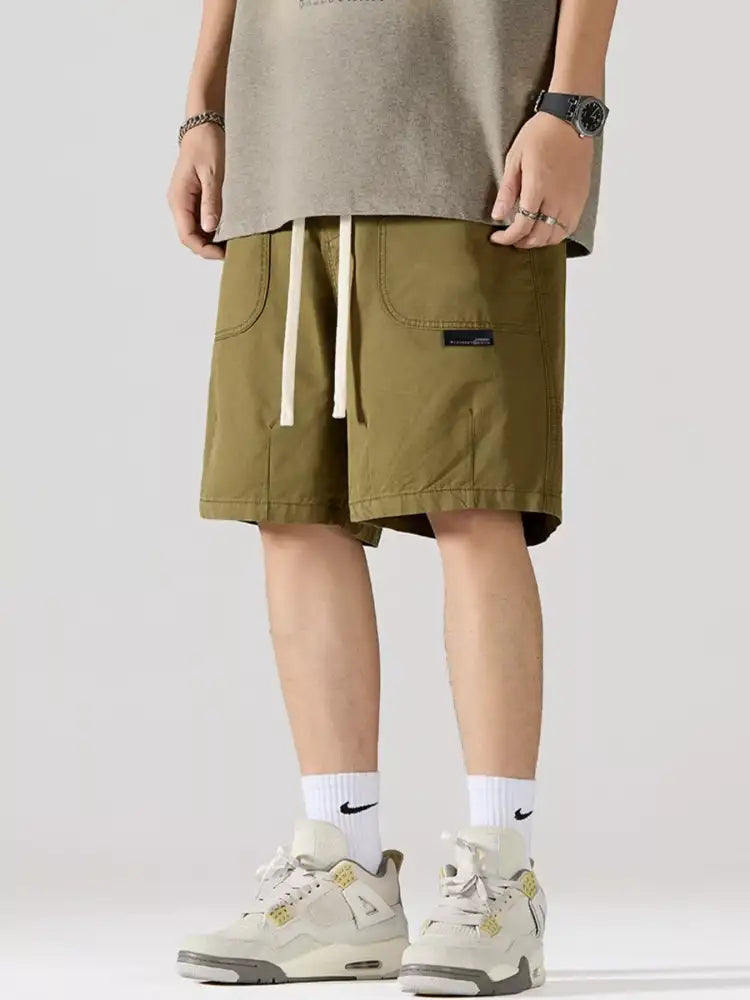 Men’s Full Size Cargo Drawstring Shorts Plus