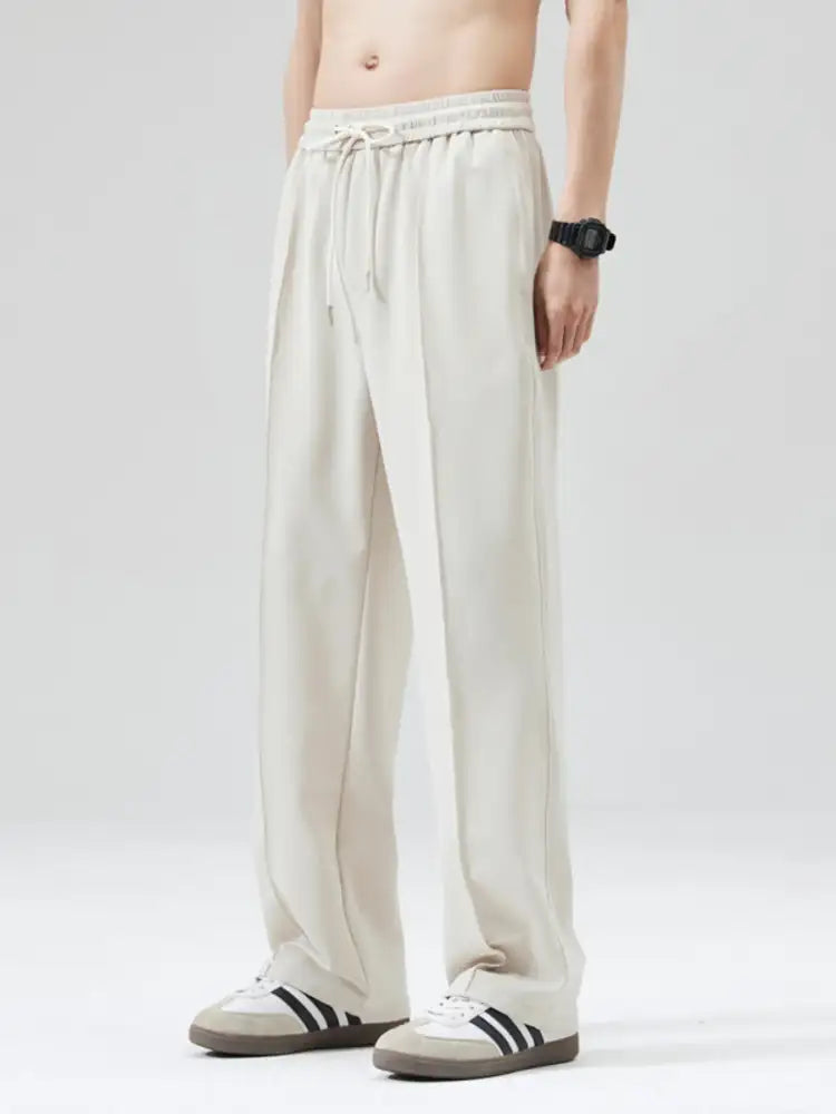 Men’s Full Size Casual Loose Fit Drawstring Wide Leg Pants Plus