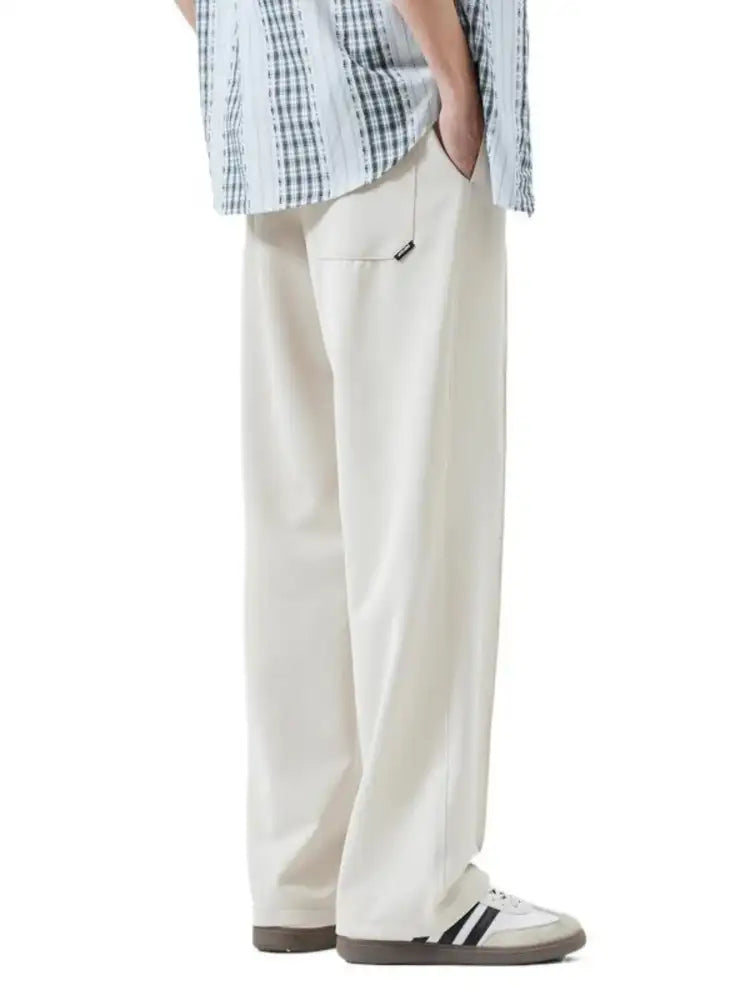 Men’s Full Size Casual Loose Fit Drawstring Wide Leg Pants Plus