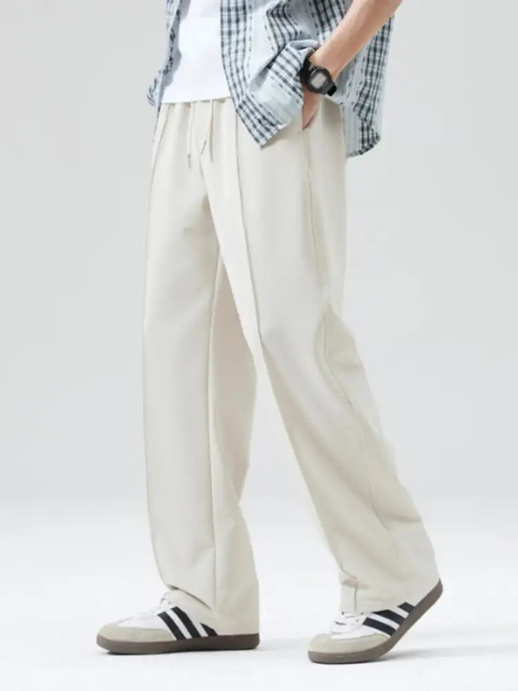 Men’s Full Size Casual Loose Fit Drawstring Wide Leg Pants Plus