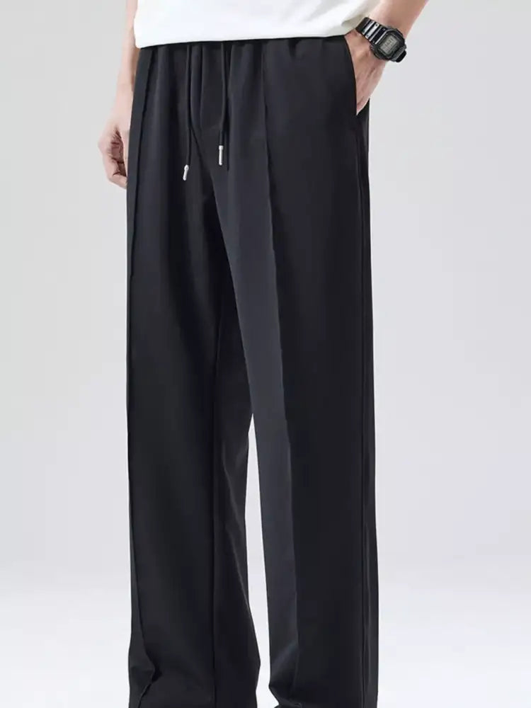 Men’s Full Size Casual Loose Fit Drawstring Wide Leg Pants Plus