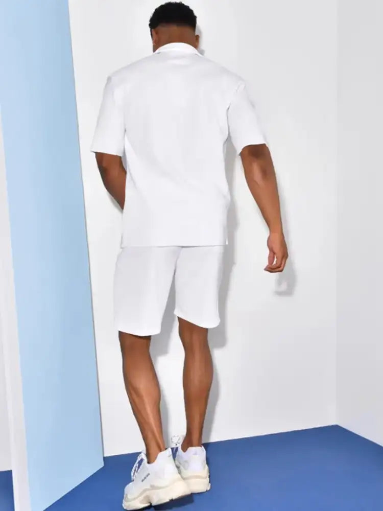 Men’s Full Size Casual Short Sleeve Shirt and Shorts Matching Set Plus