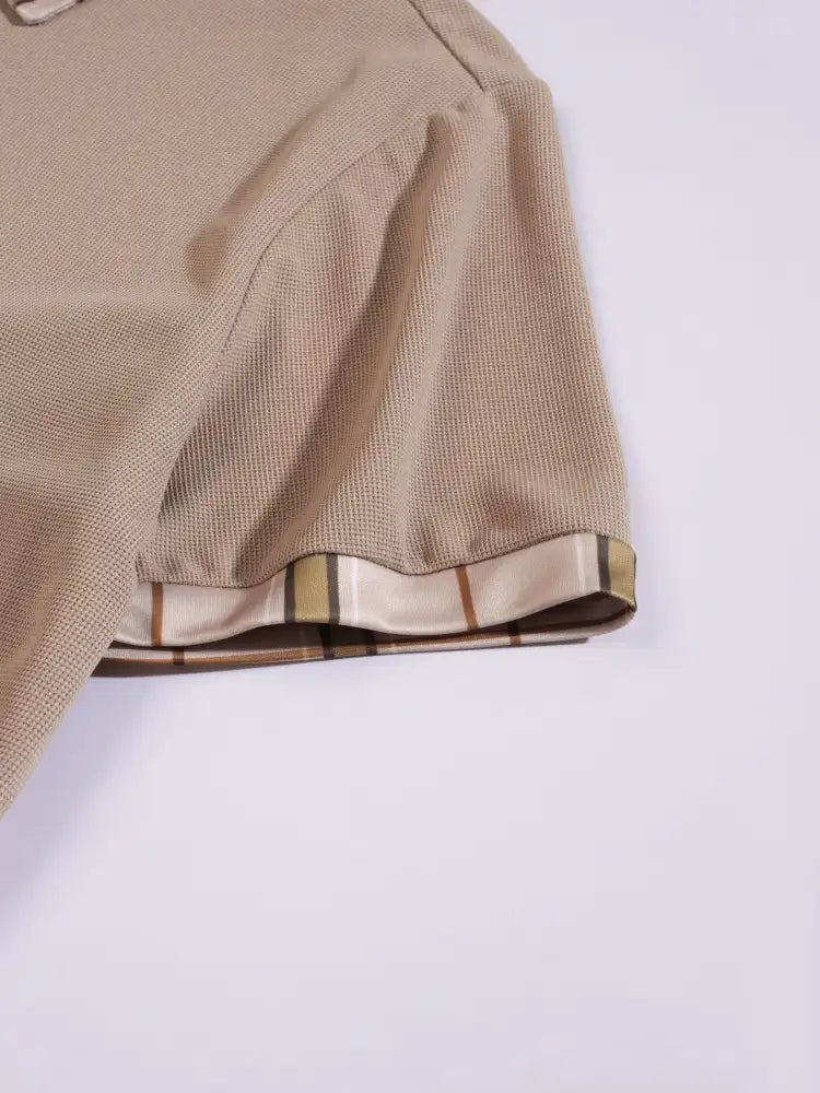 Men’s Full Size Classic Plaid Collar Polo and Shorts Set Plus