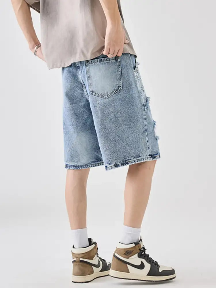 Men’s Full Size Distressed Denim Shorts Plus