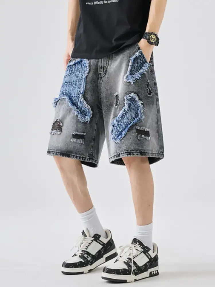 Men’s Full Size Distressed Denim Shorts Plus