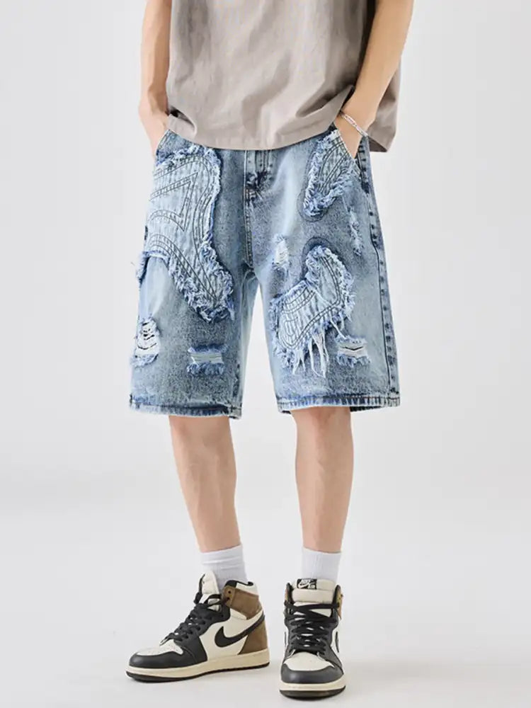 Men’s Full Size Distressed Denim Shorts Plus