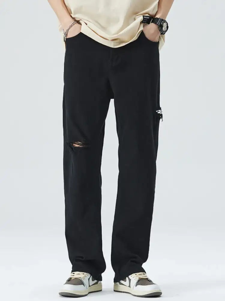 Men’s Full Size Distressed Loose Fit Jeans Plus