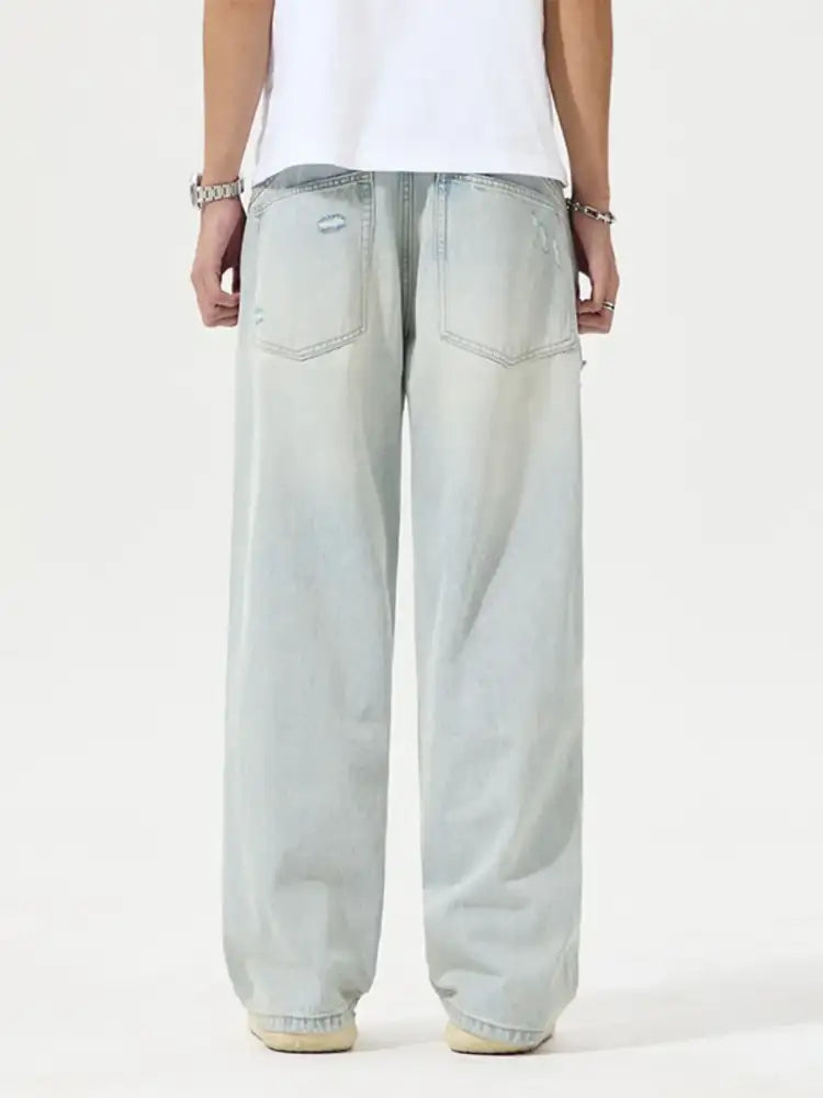 Men’s Full Size Distressed Wide Leg Jeans Plus