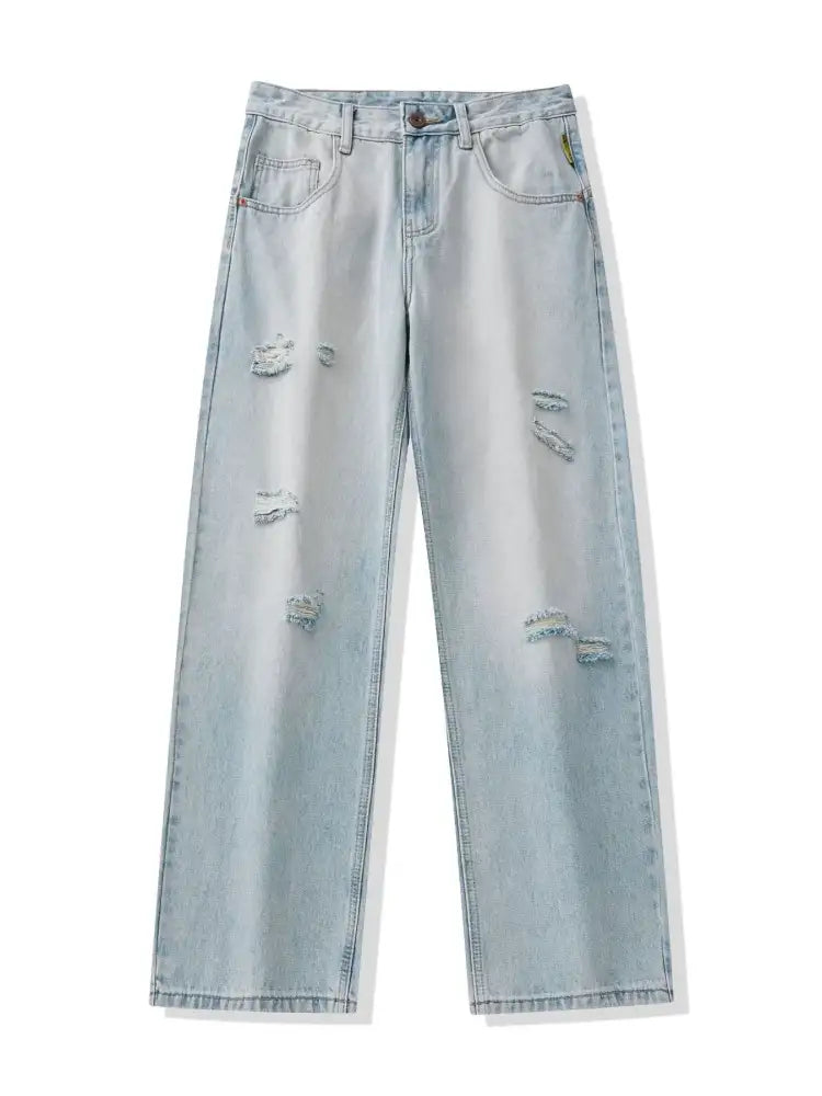 Men’s Full Size Distressed Wide Leg Jeans Plus