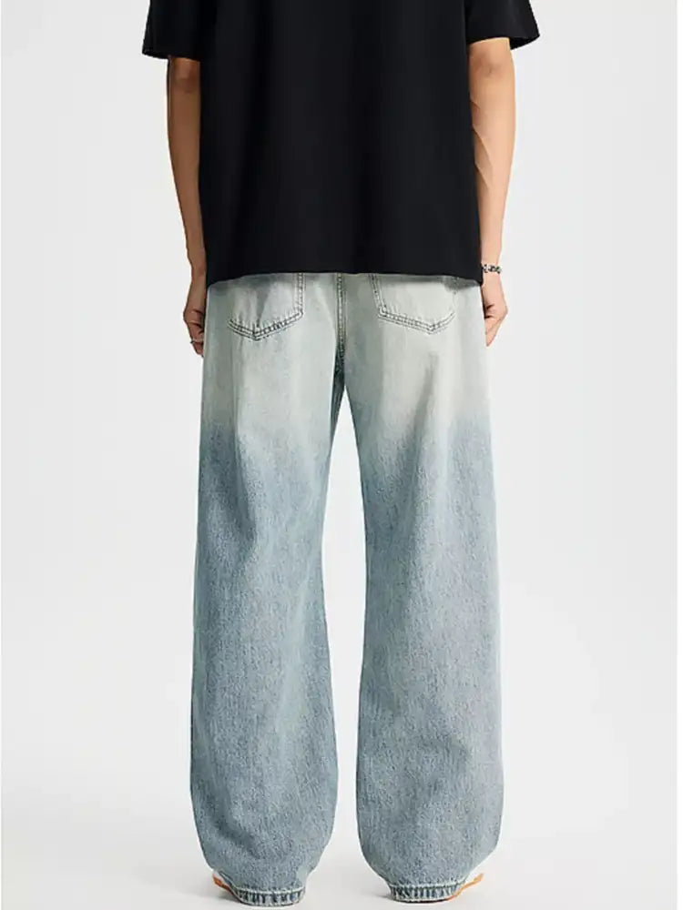 Men’s Full Size Distressed Wide Leg Jeans Plus