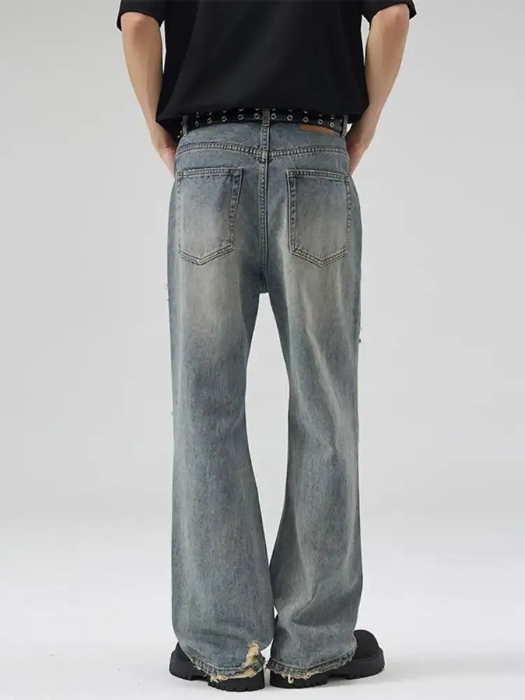 Men’s Full Size Distressed Wide Leg Vintage Jeans Plus