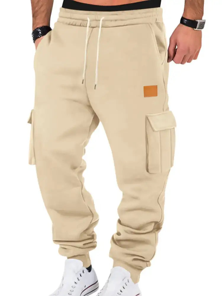 Men’s Full Size Drawstring Cargo Jogger Pants Plus