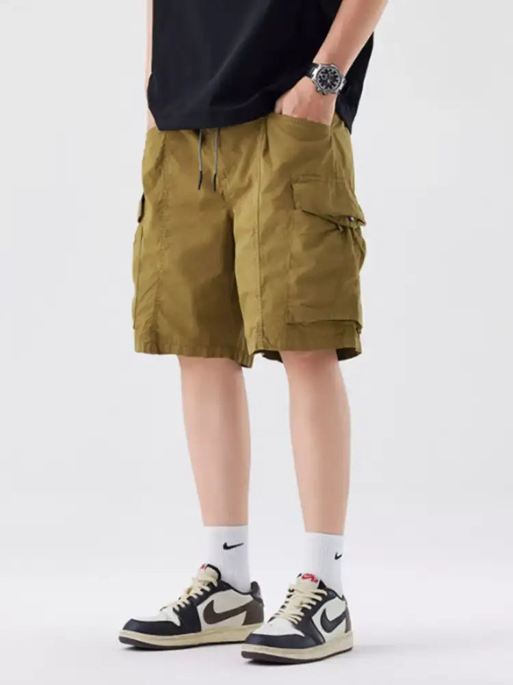 Men’s Full Size Drawstring Cargo Shorts Plus