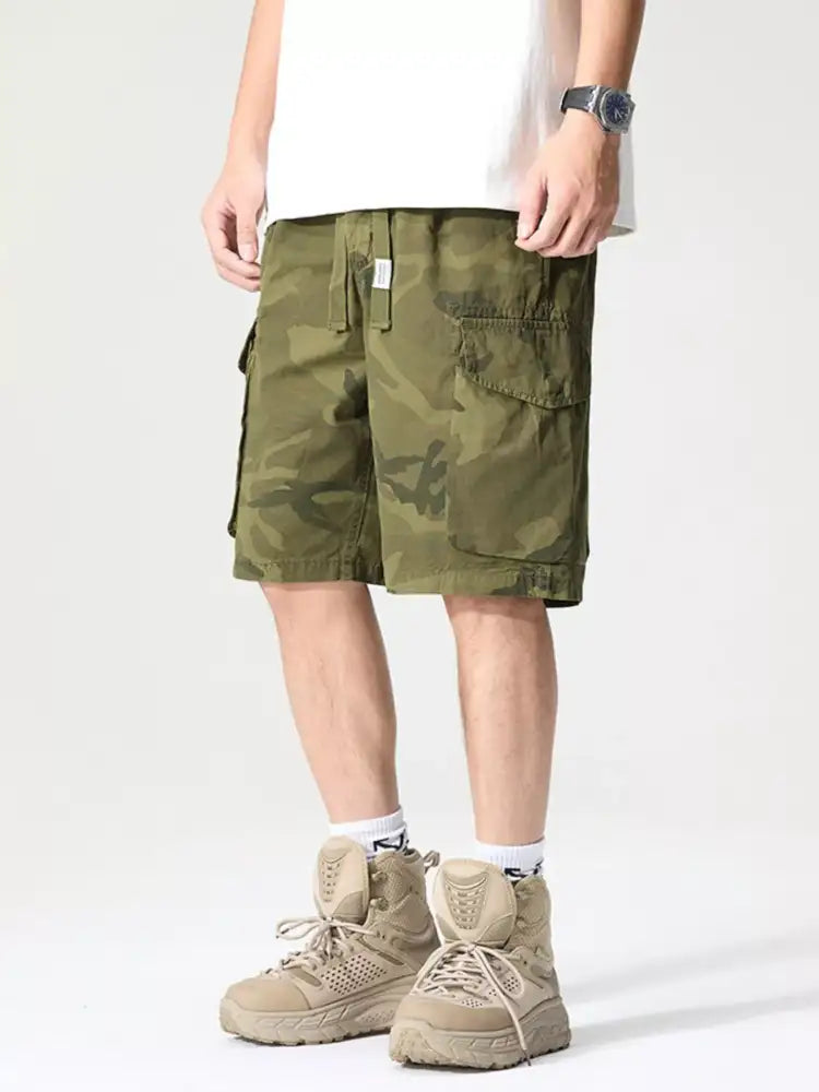 Men’s Full Size Drawstring Cargo Shorts Plus