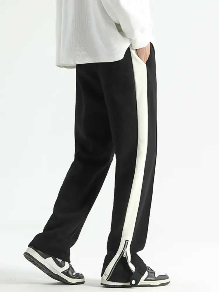 Men’s Full Size Drawstring Contrast Wide Leg Pants Plus