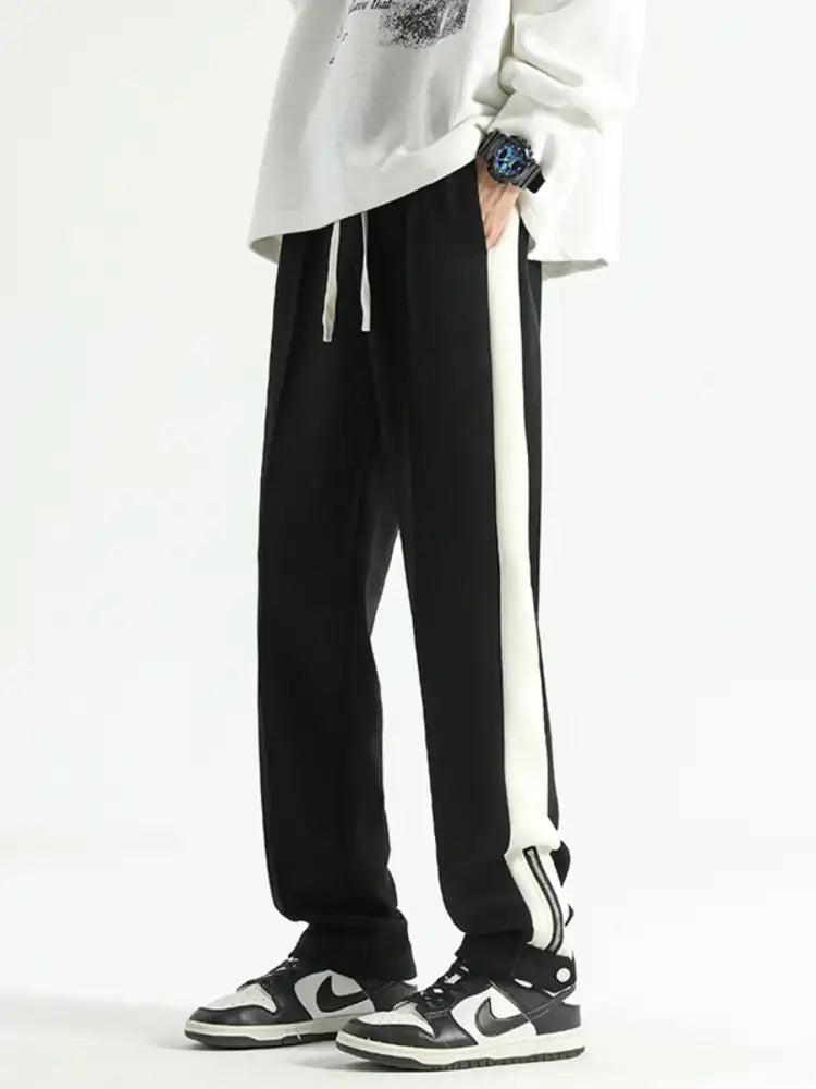 Men’s Full Size Drawstring Contrast Wide Leg Pants Plus
