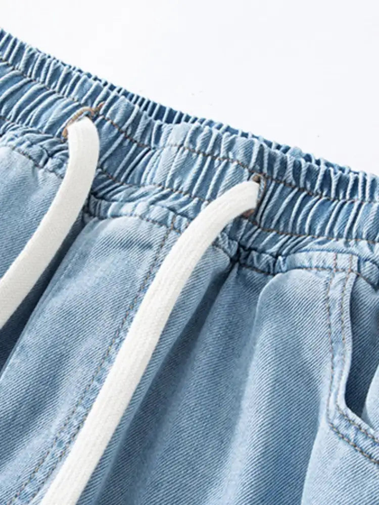 Men’s Full Size Drawstring Denim Shorts Plus