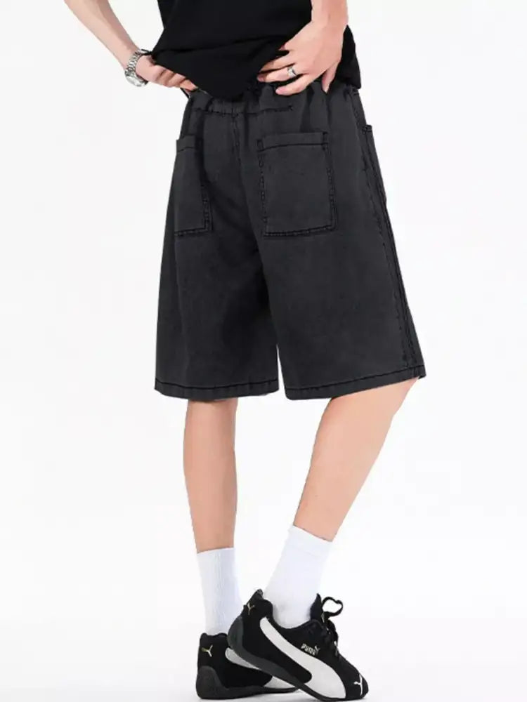 Men’s Full Size Drawstring Denim Shorts Plus