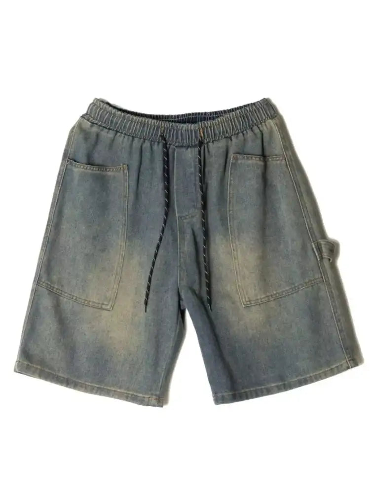 Men’s Full Size Drawstring Loose Fit Denim Shorts Plus