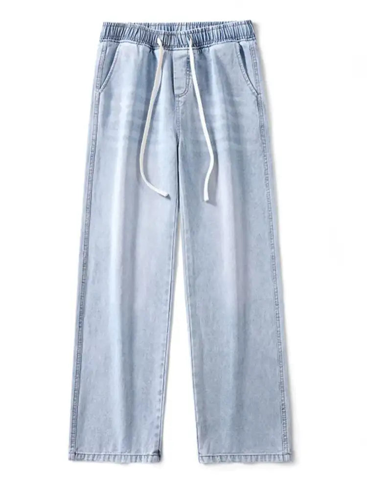 Men’s Full Size Drawstring Wash Wide Leg Jeans Plus