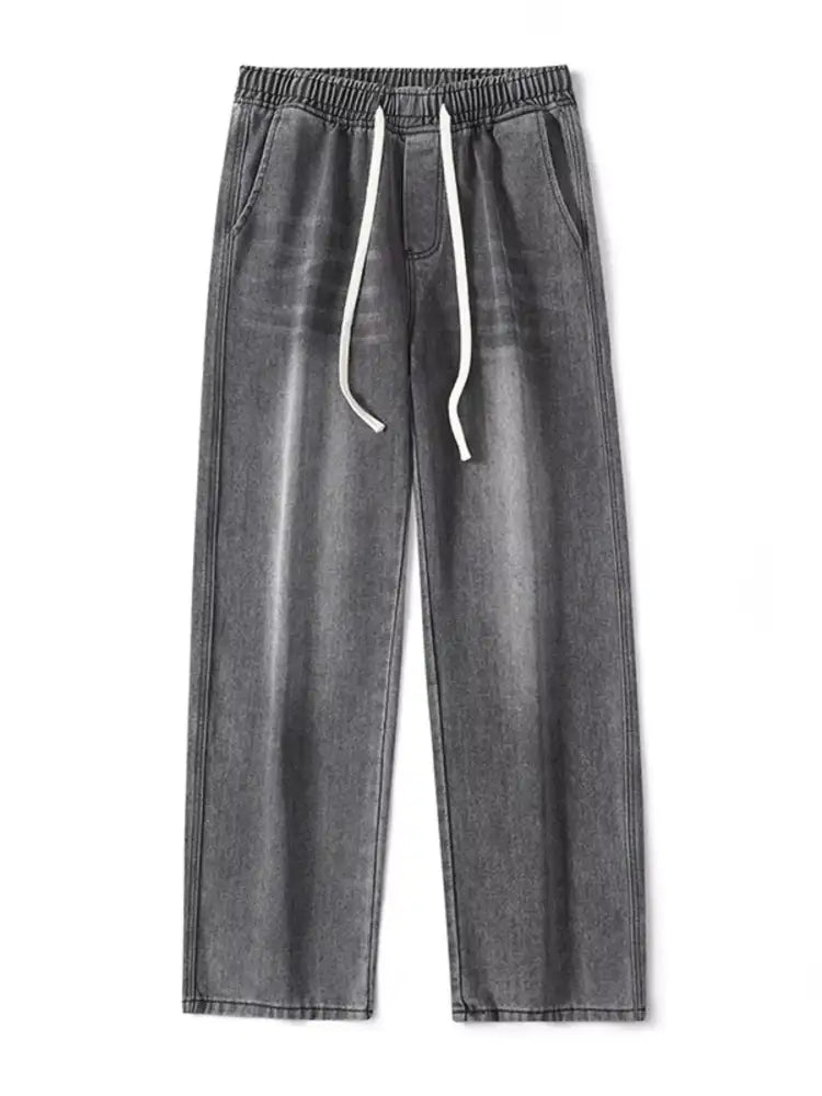 Men’s Full Size Drawstring Wash Wide Leg Jeans Plus