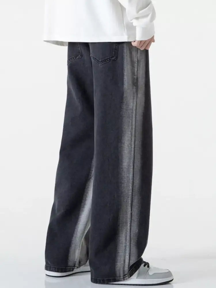 Men’s Full Size Drawstring Washed Wide Leg Jeans Plus